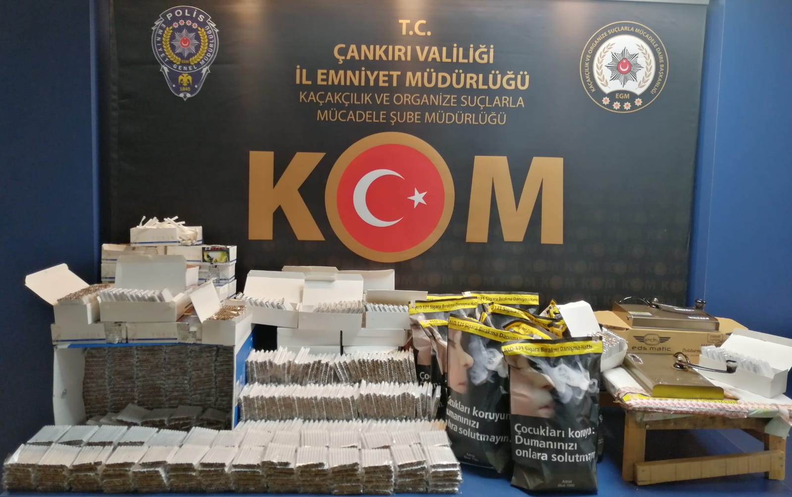 Çankırı’da çok sayıda kaçak tütün ve tütün mamulleri ele geçirildi